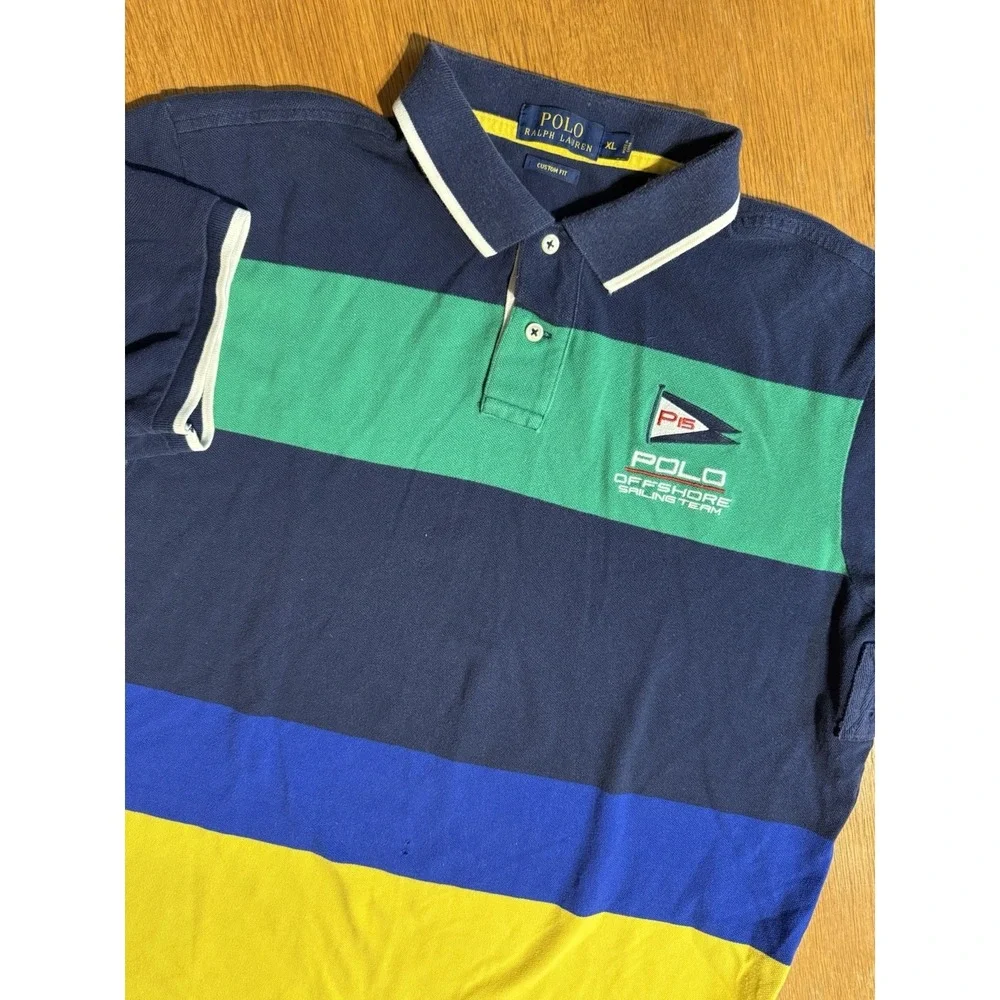 Polo Ralph Lauren Custom Fit P15 Offshore‎ Sailing Team Stripe Polo Shirt XL